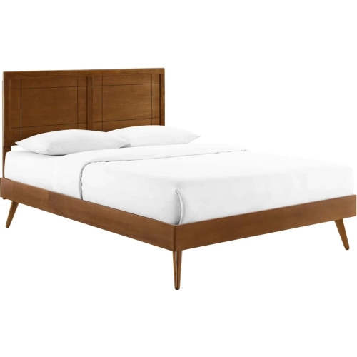 Marlee King Platform Bed with Splayed Legs in Walnut Wood
