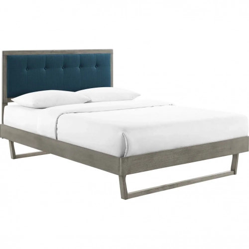 Willow King Platform Bed with Angular Frame in Gray & Blue