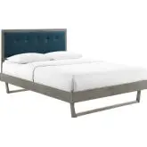 Willow King Platform Bed with Angular Frame in Gray & Blue