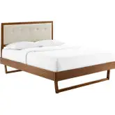 Willow King Platform Bed with Angular Frame in Walnut & Beige