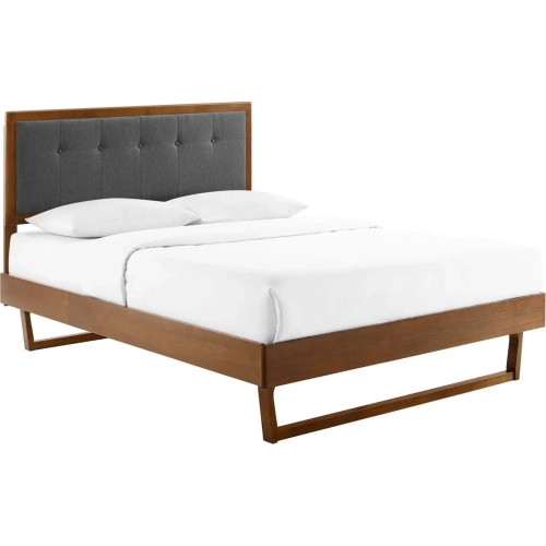 Willow King Platform Bed with Angular Frame in Walnut & Gray
