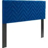 Mercy Chevron Twin Headboard in Chevron Tufted Navy Blue Velvet