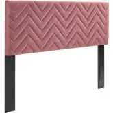Mercy Chevron King CA King Headboard in Chevron Tufted Dusty Rose Velvet