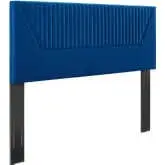 Patience Full Queen Headboard in Channel Tufted Navy Blue Velvet