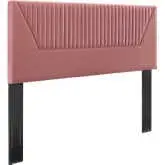 Patience King CA King Headboard in Channel Tufted Dusty Rose Velvet