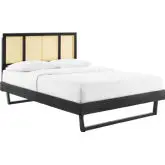 Kelsea Full Platform Bed in Cane & Black Finish with Angular Legs