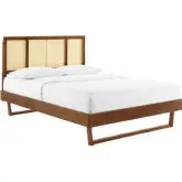 Kelsea King Platform Bed in Cane & Walnut Finish with Angular Legs