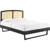 Sierra Full Platform Bed in Cane & Black Finish with Angular Legs