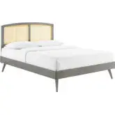 Sierra Full Platform Bed in Cane & Gray Finish with Splayed Legs