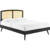 Sierra King Platform Bed in Cane & Black Finish with Splayed Legs