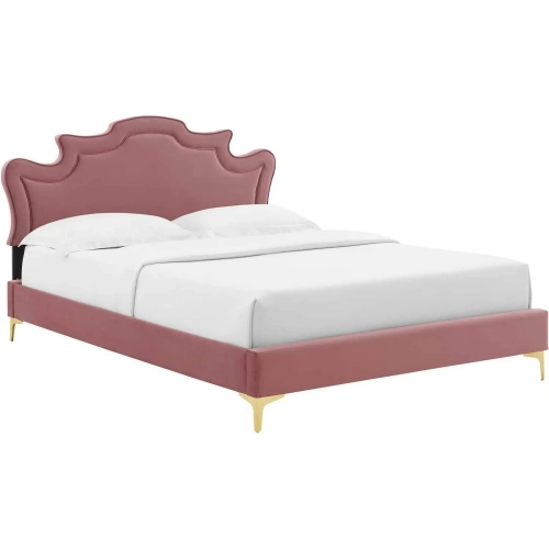 Neena King Bed in Dusty Rose Performance Velvet