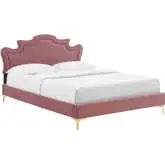 Neena King Bed in Dusty Rose Performance Velvet