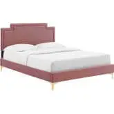 Liva King Bed in Dusty Rose Performance Velvet