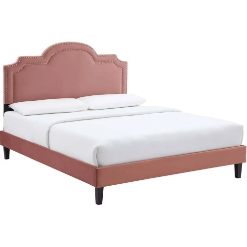 Aviana King Bed in Dusty Rose Performance Velvet & Black