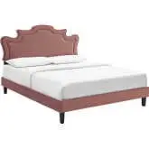 Neena King Bed in Dusty Rose Performance Velvet