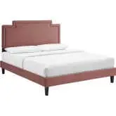 Liva King Bed in Dusty Rose Performance Velvet