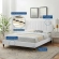 Sienna Full Platform Bed in Vertical Tufted White Velvet with Gold Capped Wood Legs