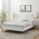 Sienna Full Platform Bed in Vertical Tufted White Velvet with Gold Capped Wood Legs