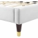 Sienna Full Platform Bed in Vertical Tufted White Velvet with Gold Capped Wood Legs