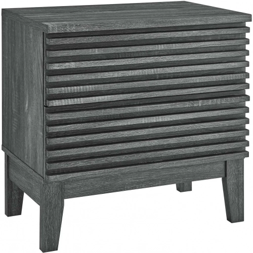 Render Two Drawer Nightstand in Charcoal Gray Finish