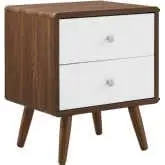 Transmit 2 Drawer Nightstand in Walnut Finish & White