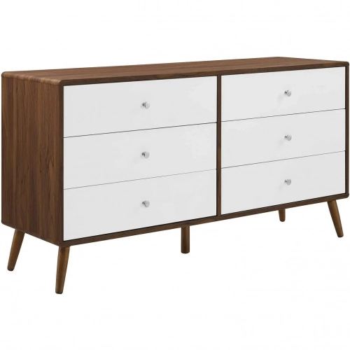 Transmit 60" Dresser in Walnut Finish & White