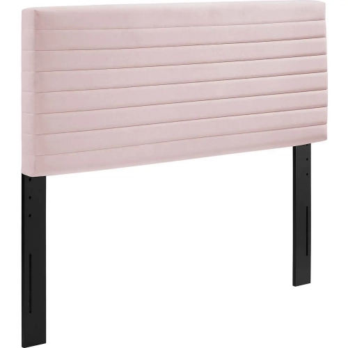 Tranquil King California King Headboard in Channel Tufted Pink Velvet