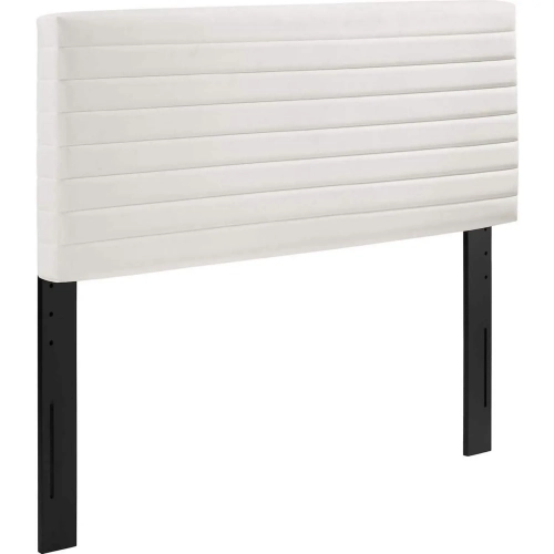Tranquil King California King Headboard in Channel Tufted White Velvet