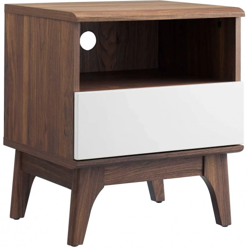 Envision Nightstand in Walnut Finish & White