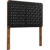 Sparta Twin Headboard in Walnut Finish Wood & Black Vegan Leather Weave