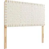 Sparta Full Headboard in Natural Finish Wood & Beige Vegan Leather Weave