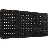 Sparta Wall Mount Queen Headboard in Walnut Finish Wood & Black Vegan Leather Weave