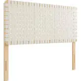 Sparta Queen Headboard in Natural Finish Wood & Beige Vegan Leather Weave