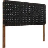 Sparta Queen Headboard in Walnut Finish Wood & Black Vegan Leather Weave