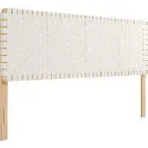 Sparta King Headboard in Natural Finish Wood & Beige Vegan Leather Weave
