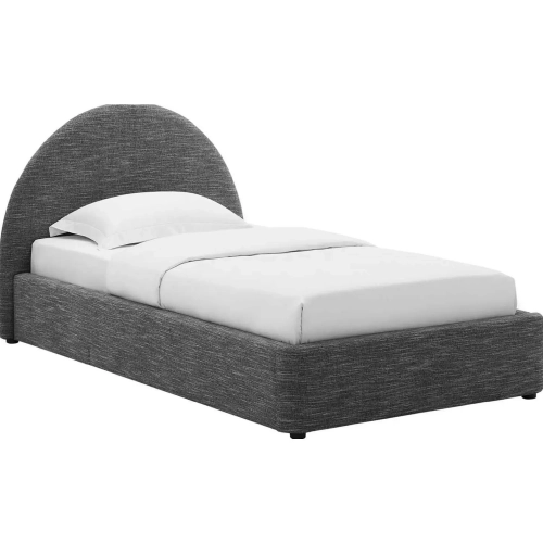Resort Arched Round Twin Platform Bed in Slate Heathered Weave Fabric