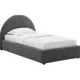 Resort Arched Round Twin Platform Bed in Slate Heathered Weave Fabric