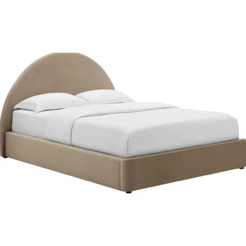 Resort Arched Round Full Platform Bed in Taupe Performance Velvet