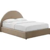 Resort Arched Round Full Platform Bed in Taupe Performance Velvet
