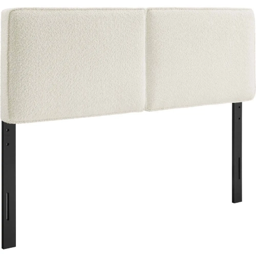 Lindee Queen Headboard in Cream Brown Boucle Fabric