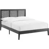 Sirocco Full Platform Bed in Black Finish Rattan & Wood