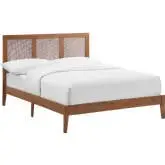 Sirocco Full Platform Bed in Walnut Brown Finish Rattan & Wood