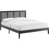 Sirocco King Platform Bed in Black Finish Rattan & Wood