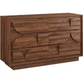 Bulwark 6 Drawer Dresser in Walnut Brown Finish