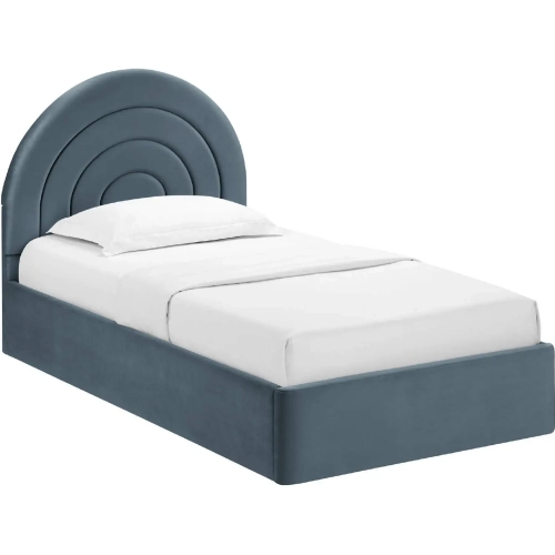 Solana Arched Twin Platform Bed in Cadet Blue Performance Velvet