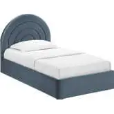 Solana Arched Twin Platform Bed in Cadet Blue Performance Velvet