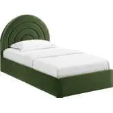 Solana Arched Twin Platform Bed in Moss Green Performance Velvet