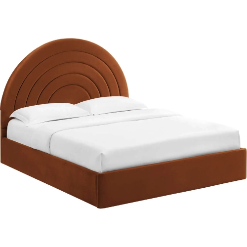 Solana Arched Full Platform Bed in Rust Brown Performance Velvet