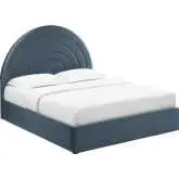 Solana Arched King Platform Bed in Cadet Blue Performance Velvet