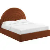 Solana Arched King Platform Bed in Rust Brown Performance Velvet